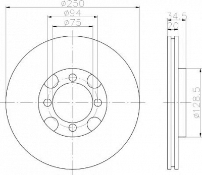 HELLA PAGID 8dd355102001 -  Тормозной диск